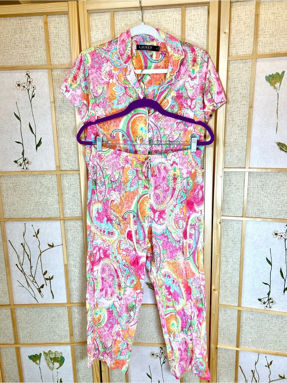 Ralph Lauren Pink Paisley Short-Sleeve Pajama Set